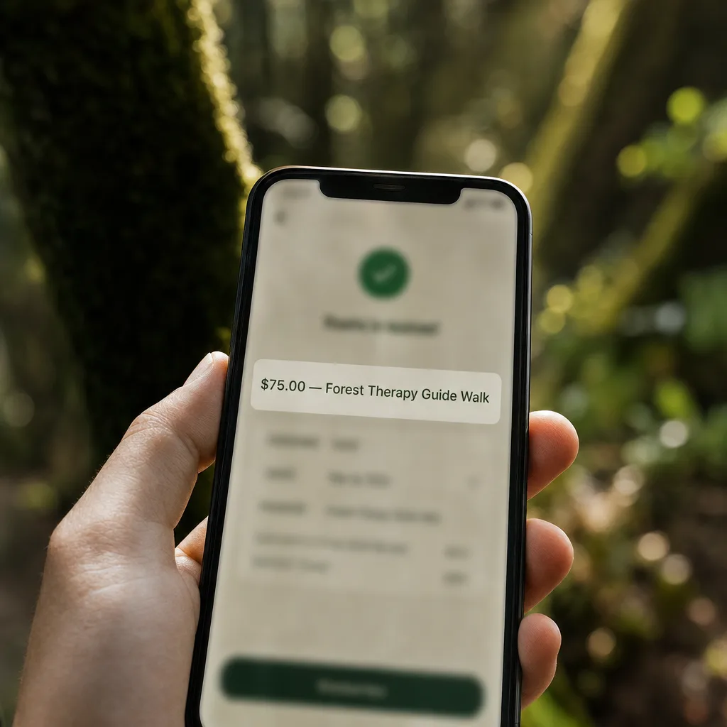 Your first paid session: payment received on the reader's phone